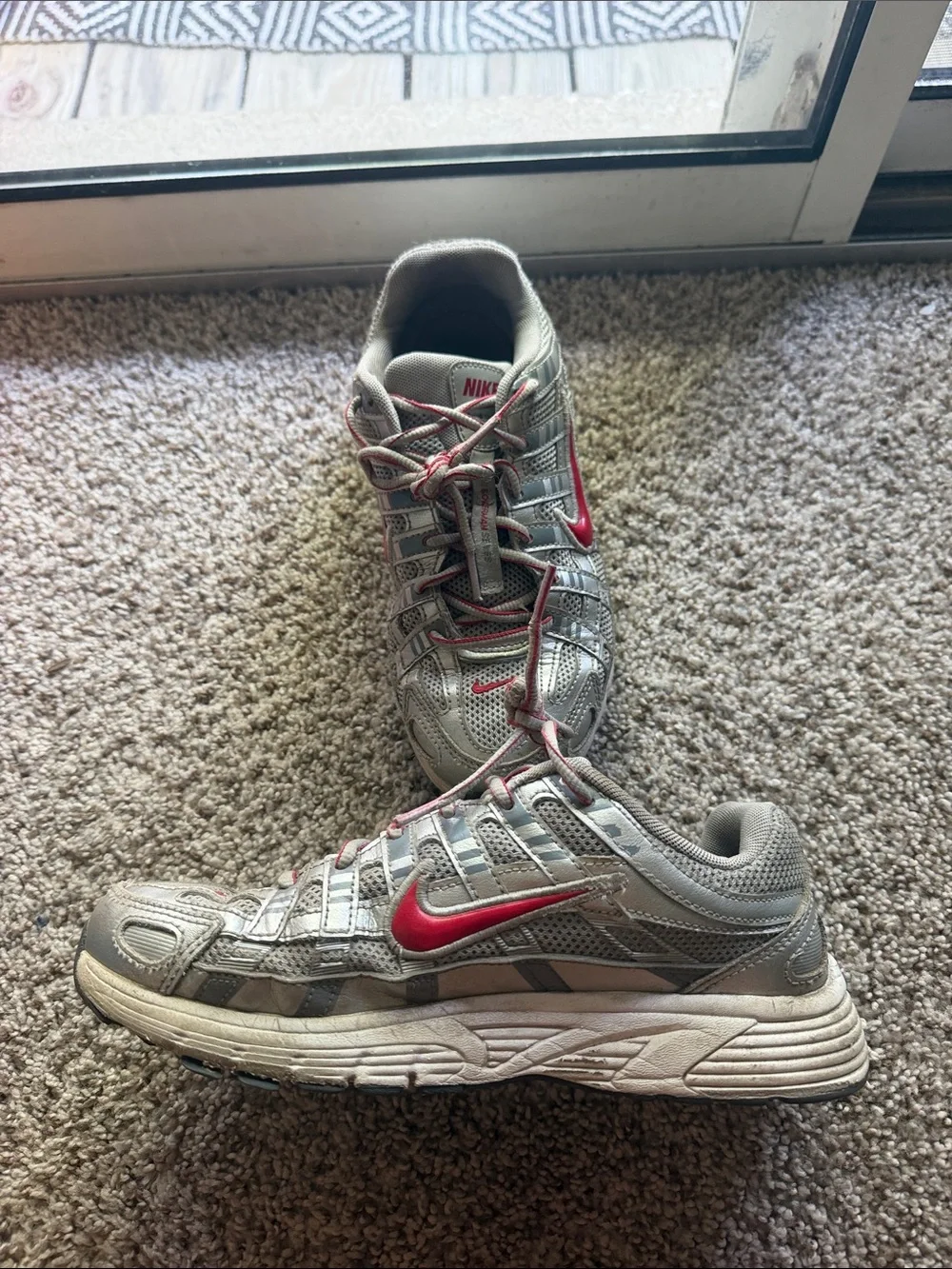 Nike Kids Silver and Red Performance Sneakers